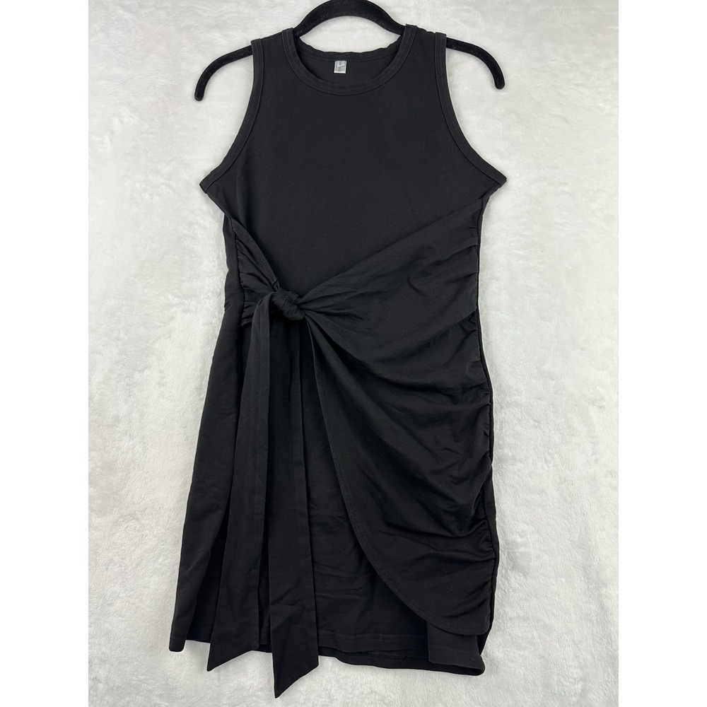 Morhuduck Womens S Black‎ Front Rauched Tie Dress Sleeveless
